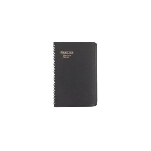 At-A-Glance Large Telephone/Address Book - Wire Bound - Black - Leather - 1 Each