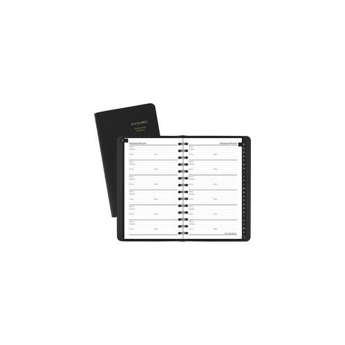 At-A-Glance Small Telephone Address Book - Wire Bound - Black - Leather - 1 Each