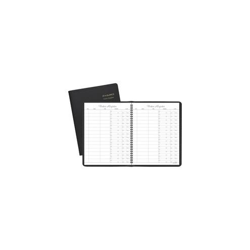 At-A-Glance Visitor's Register Book - 60 Sheet(s) - Wire Bound - 8 1/2" x 11" Sheet Size - Black - White Sheet(s) - Black Cover - 1 Each