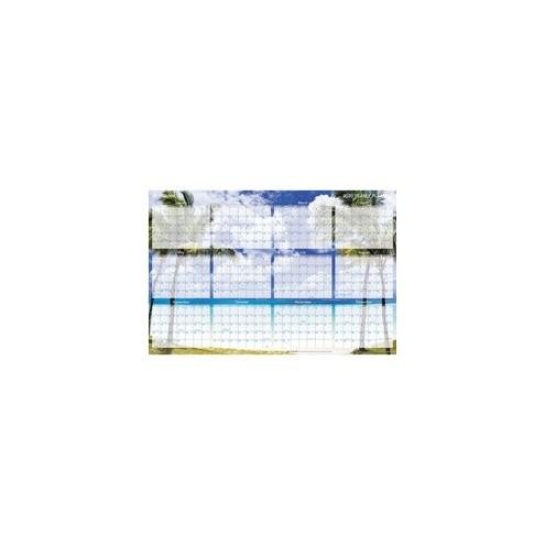 At-A-Glance Erasable/Reversible Horizontal Wall Planner - Julian Dates - Yearly - 1 Year - January 2021 till December 2021 - 36" x 24" Sheet Size - Blue - Erasable, Tropical Escape Imagery - 1 Each