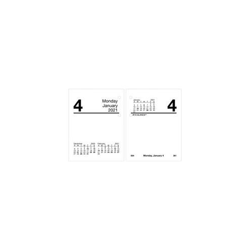 At-A-Glance Compact Daily Desk Calendar Refill with Tabs - Julian Dates - Daily - January 2021 till December 2021 - 1 Day Double Page Layout - 3 3/4" x 3" Sheet Size - Desktop - 1 Each