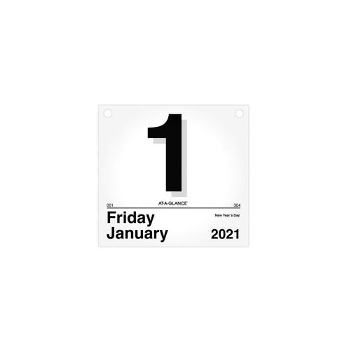 At-A-Glance "Today Is" Daily Wall Calendar Refill - Julian Dates - Daily - 1 Year - January 2021 till December 2021 - 1 Day Single Page Layout - 8 1/2" x 8" Sheet Size - Paper - 1 Each