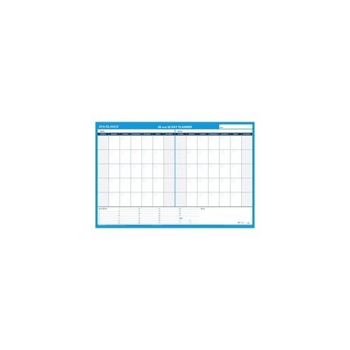 At-A-Glance 30/60-Day Erasable Horizontal Wall Planner - Monthly - 36" x 24" Sheet Size - Blue, Gray - Erasable, Laminated - 1 Each