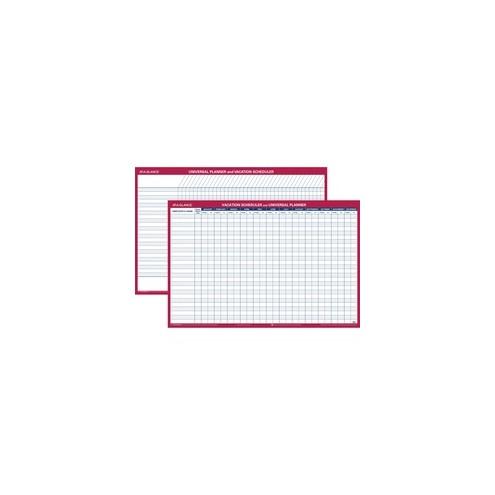 At-A-Glance Undated Erasable Universal/Vacation Scheduler - 36" x 24" Sheet Size - Rust - Erasable, Laminated - 1 Each