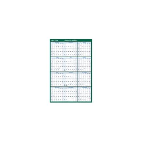 At-A-Glance Jumbo Erasable Yearly Wall Planner - 1 Year - January 2021 till December 2021 - 32" x 48" Sheet Size - Green - Erasable, Laminated, Write on/Wipe off - 1 Each