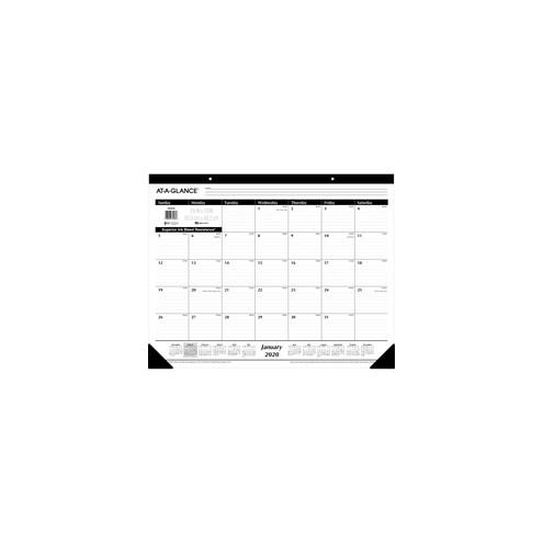 At-A-Glance Classic Monthly Desk Pad - Monthly - 1 Year - January 2021 till December 2021 - 1 Month Single Page Layout - 24" x 19" Sheet Size - Desktop - White - Paper - Non-refillable - 1 Each