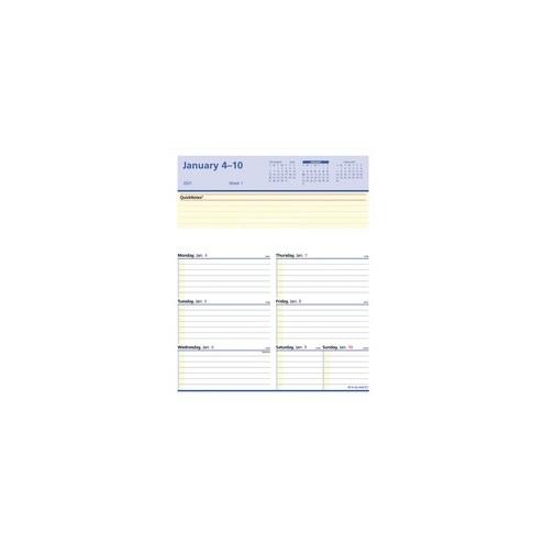 At-A-Glance Flip-A-Week Desk Calendar Refill - Weekly - 1 Year - January 2021 till December 2021 - 1 Week Double Page Layout - 5 5/8" x 7" Sheet Size - Desktop - Yellow, Blue, Red - 1 Each