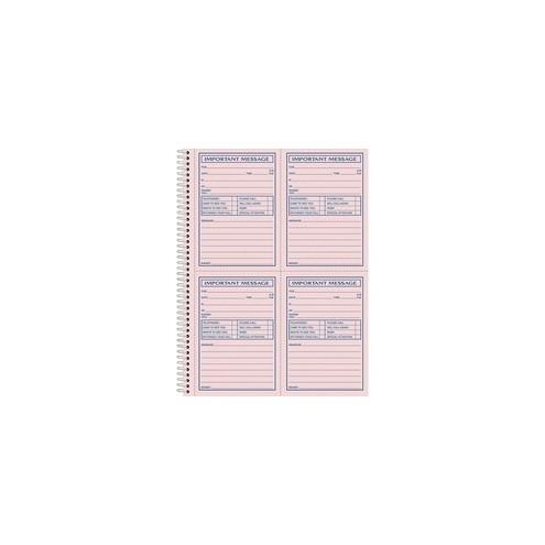 Adams Carbonless Important Message Pad - 200 Sheet(s) - Spiral Bound - 2 PartCarbonless Copy - 8 1/2" x 11" Sheet Size - Assorted Sheet(s) - 1 / Each