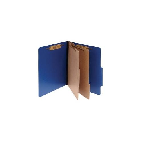 Acco ColorLife PRESSTEX 6-Part Classification Folders - 3" Folder Capacity - Letter - 8 1/2" x 11" Sheet Size - 6 Fastener(s) - 2 Divider(s) - Presstex - Dark Blue - 10 / Box