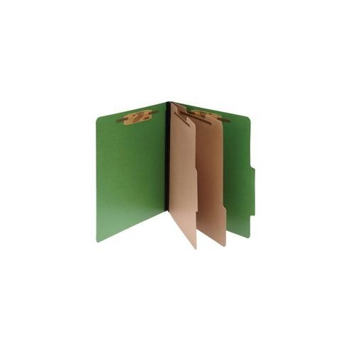 Acco ColorLife PRESSTEX 6-Part Classification Folders - 3" Folder Capacity - Legal - 8 1/2" x 14" Sheet Size - 6 x Clip Fastener(s) - 2 Divider(s) - Presstex - Dark Green - 10 / Box