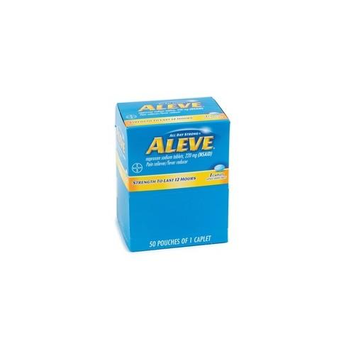 Aleve Pain Reliever Tablets - For Arthritis, Headache, Muscular Pain, Toothache, Backache, Common Cold, Menstrual Cramp, Fever - 50 / Box