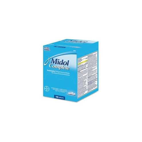 Acme United Midol Complete Pain Reliever Caplets - For Menstrual Cramp, Backache, Muscular Pain, Headache, Bloating - 100 / Box