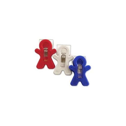 Adams All-American Magnet Man - for Home, Office, School, Artwork, Memo, Paper, Calendar, Photo - 3 / Pack - Red, White, Blue - Polypropylene, Polycarbonate, Steel, Ceramic Magnet