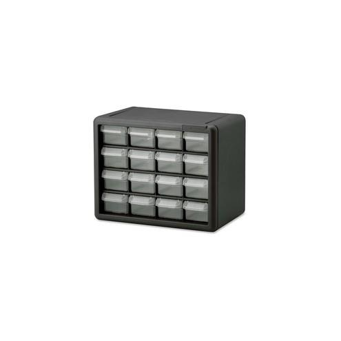 Akro-Mils 16-Drawer Plastic Storage Cabinet - 16 Drawer(s) - 8.5" Height x 6.4" Width10.5" Length - Floor - Black, Clear - Polymer, Plastic - 1Each