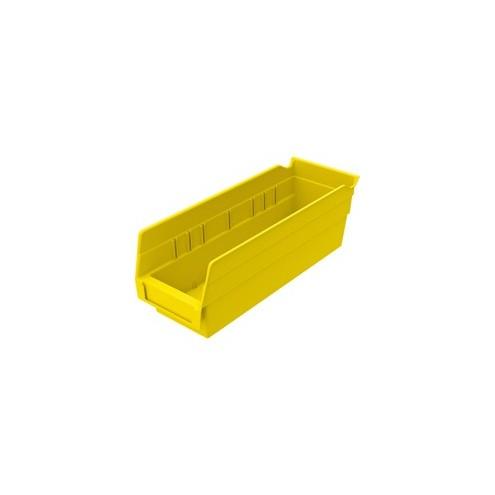 Akro-Mils Economical Storage Shelf Bins - 4" Height x 4.1" Width x 11.6" Depth - Yellow - Polymer - 1Each
