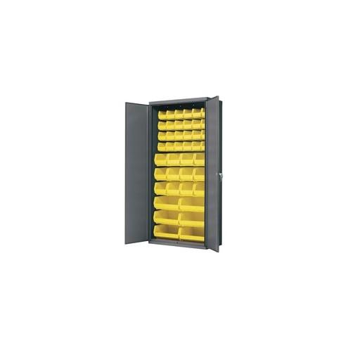 Akro-Mils AkroBin Cabinet - 36" x 18" x 78" - Flush Door(s) - 1000 lb Load Capacity - Heavy Duty, Back Panel, Durable, Key Lock, Welded - Gray, Yellow - Powder Coated - Steel, Metal, Steel