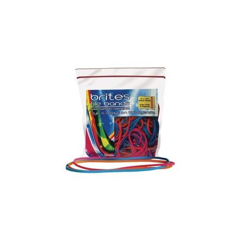 Alliance Rubber Brites 07800 File Bands - Non-Latex Colored Elastic Bands - 7" x 1/8" - 50 Pack - Pink, Blue and Orange - Resealable Bag