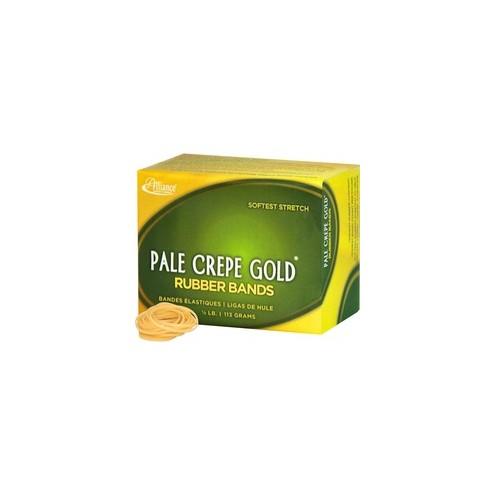 Alliance Rubber 20129 Pale Crepe Gold Rubber Bands - Size #12 - Approx. 962 Bands - 1 3/4" x 1/16" - Golden Crepe - 1/4 lb Box