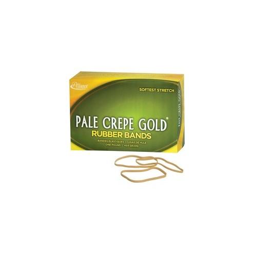 Alliance Rubber 20335 Pale Crepe Gold Rubber Bands - Size #33 - Approx. 970 Bands - 3 1/2" x 1/8" - Golden Crepe - 1 lb Box