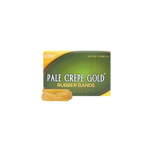 Alliance Rubber 20645 Pale Crepe Gold Rubber Bands - Size #64 - 1 lb Box - Approx. 490 Bands - 3 1/2" x 1/4" - Golden Crepe