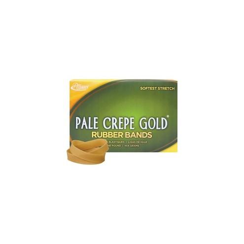 Alliance Rubber 20825 Pale Crepe Gold Rubber Bands - Size #82 - Approx. 320 Bands - 2 1/2" x 1/2" - Golden Crepe - 1 lb Box