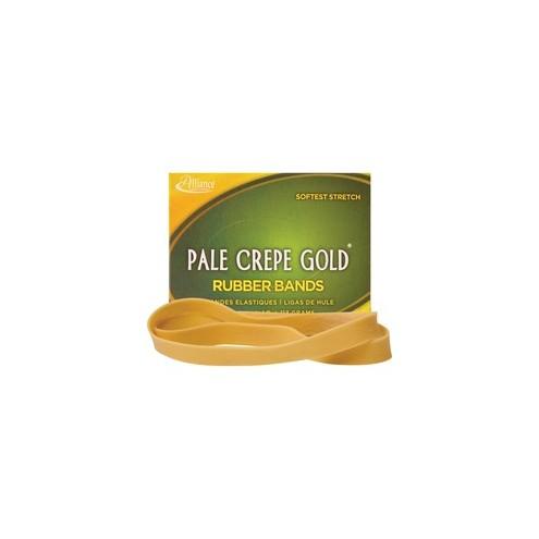 Alliance Rubber 21079 Pale Crepe Gold Rubber Bands - Size #107 - 1/4 lb Box - Approx. 15 Bands - 7" x 5/8" - Golden Crepe