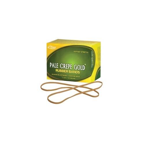 Alliance Rubber 21409 Pale Crepe Gold Rubber Bands - Size #117B - Approx. 75 Bands - 7" x 1/8" - Golden Crepe - 1/4 lb Box