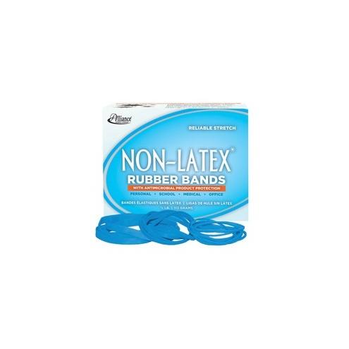 Alliance Rubber 42549 Non-Latex Rubber Bands with Antimicrobial Protection - Assorted sizes (#54) - 1/4 lb. assorted box - #19 (3 1/2" x 1/16"), #33 (3 1/2" x 1/8"), #64 (3 1/2" x 1/4") - Cyan blue