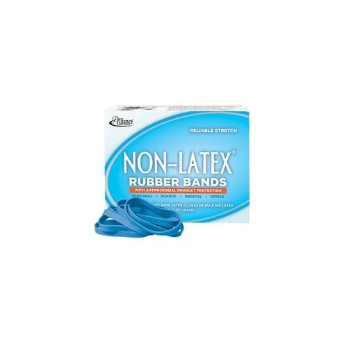 Alliance Rubber 42649 Non-Latex Rubber Bands with Antimicrobial Protection - Size #64 - 1/4 lb. box contains approx. 95 bands - 3 1/2" x 1/4" - Cyan blue