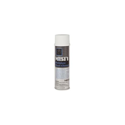 MISTY Stainless Steel Cleaner - Aerosol - 15 fl oz (0.5 quart) - Lemon Scent - 12 / Carton - Clear