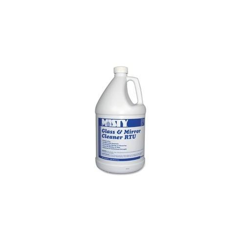 MISTY Glass & Mirror Cleaner RTU - Liquid - 128 fl oz (4 quart) - Ammonia Scent - 4 / Carton - Blue, Clear