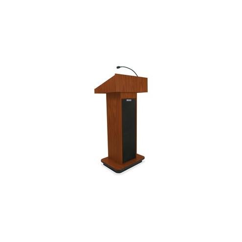 AmpliVox Executive Sound Column Lectern - 20.75" Table Top Width x 16.50" Table Top Depth - 47" Height x 22" Width x 18" Depth - Assembly Required - High Pressure Laminate (HPL), Medium Oak