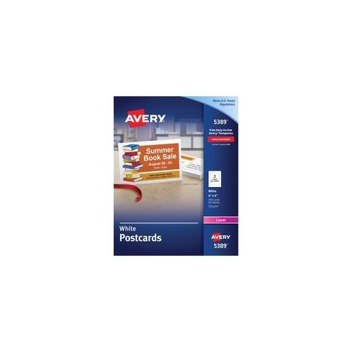 Avery Laser Print Postcard - 4" x 6" - 100 / Box - White