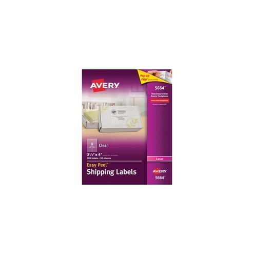 Avery&reg; Shipping Labels - Sure Feed - Permanent Adhesive - 3 21/64" Width x 4" Length - Rectangle - Laser, Inkjet - Clear - 6 / Sheet - 300 / Box