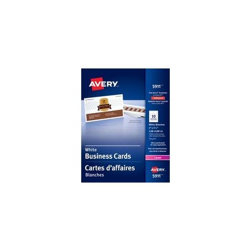 Avery Laser Print Business Card - 2" x 3 1/2" - 2500 / Box - White