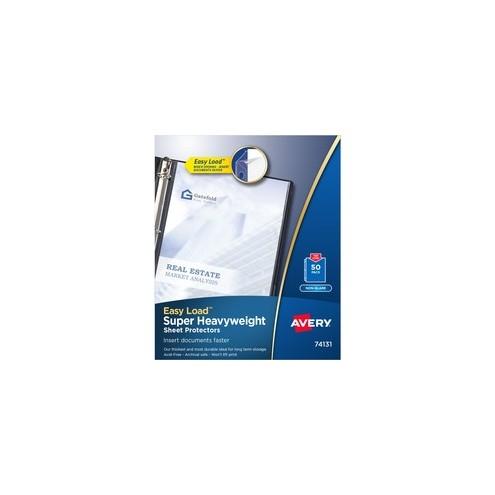 Avery&reg; Super-Heavyweight Sheet Protectors - Acid-free, Archival-safe, Top-loading - 10 x Sheet Capacity - For Letter 8 1/2" x 11" Sheet - Clear - Polypropylene - 50 / Box