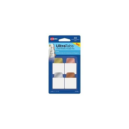 Avery&reg; Metallic Mini Ultra Tabs - 2-sided Writable - Repositionable - Write-on Tab(s) - 1.50" Tab Height x 1" Tab Width - Gold, Silver, Rose Gold, Copper Tab(s) - 40 / Pack