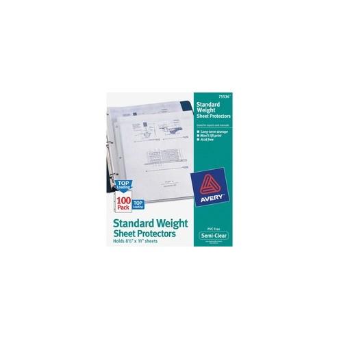 Avery&reg; Stan+H159dard-Weight Sheet Protectors - For Letter 8 1/2" x 11" Sheet - Clear - Polypropylene - 100 / Box