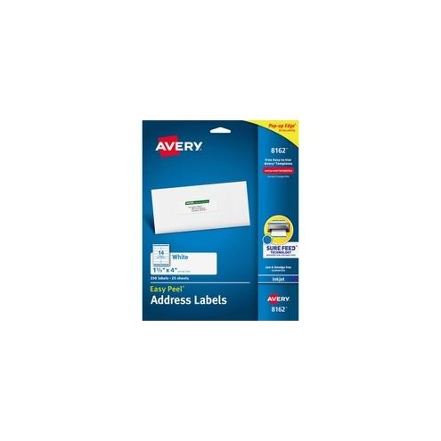 Avery&reg; Easy Peel Address Labels - Sure Feed - Permanent Adhesive - 4" Width x 1 1/3" Length - Rectangle - Inkjet - White - 14 / Sheet - 350 / Pack