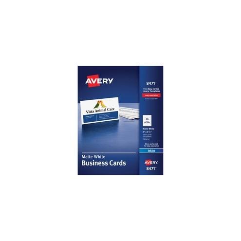 Avery Inkjet Print Business Card - A8 - 2" x 3 1/2" - Matte - 1000 / Box - White