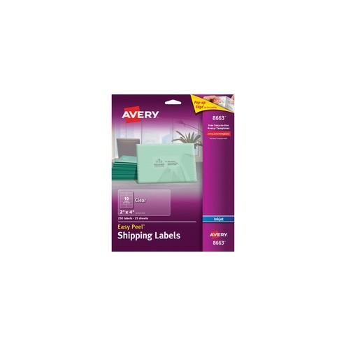 Avery&reg; Shipping Labels - Sure Feed - Permanent Adhesive - 2" Width x 4" Length - Rectangle - Inkjet - Clear - 10 / Sheet - 250 / Pack