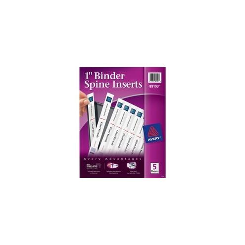 Avery 1" Binder Spine Inserts, 40 Inserts (89103) - 1" Sheet - White - Card Stock - 40 / Pack