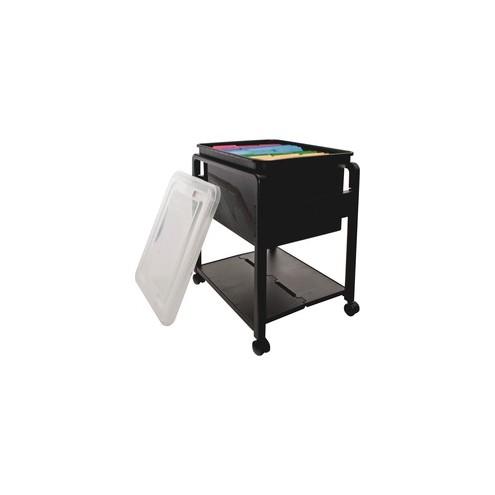 Advantus Folding Mobile Filing Cart - x 14.5" Width x 13.5" Depth x 18.5" Height - Clear, Black - 1 Each