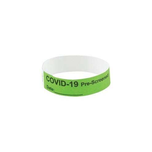 Advantus COVID Prescreened Tyvek Wristbands - 3/4" Width x 10" Length - Rectangle - Green - Tyvek - 100 / Pack