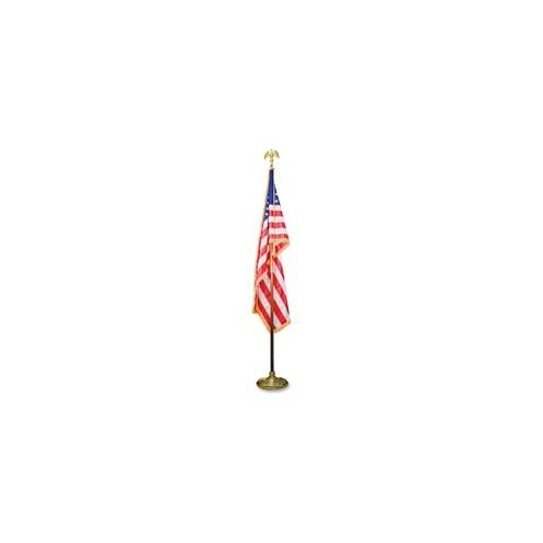 Advantus Goldtone Eagle Deluxe U.S. Flag Set - United States - 60" x 36" - Heavyweight - Nylon - Red, White, Blue