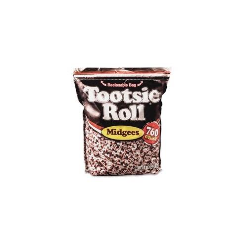 Tootsie Advantus Roll Midgees Candy - Chocolate - Individually Wrapped, Gluten-free, Peanut-free - 5 lb - 1 Bag