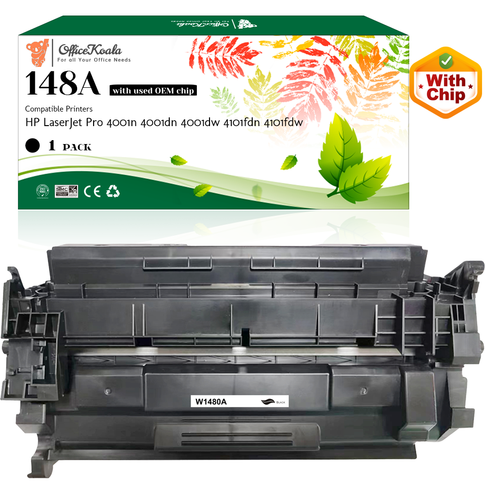 Office Koala 148A Black Toner Cartridges(with Econ Chip), Compatible with  HP LaserJet Pro 4001n/4001dn/4001dw/4101fdn/4101fdw, 2900 Pages Yield  (Replacement for OEM Part W1480A)