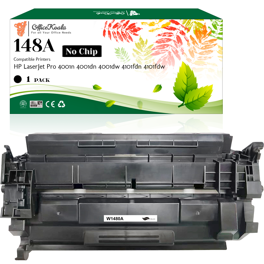 Office Koala 148A Black Toner Cartridges(No Chip), Compatible with  HP LaserJet Pro 4001n/4001dn/4001dw/4101fdn/4101fdw, 2900 Pages Yield  (Replacement for OEM Part W1480A)