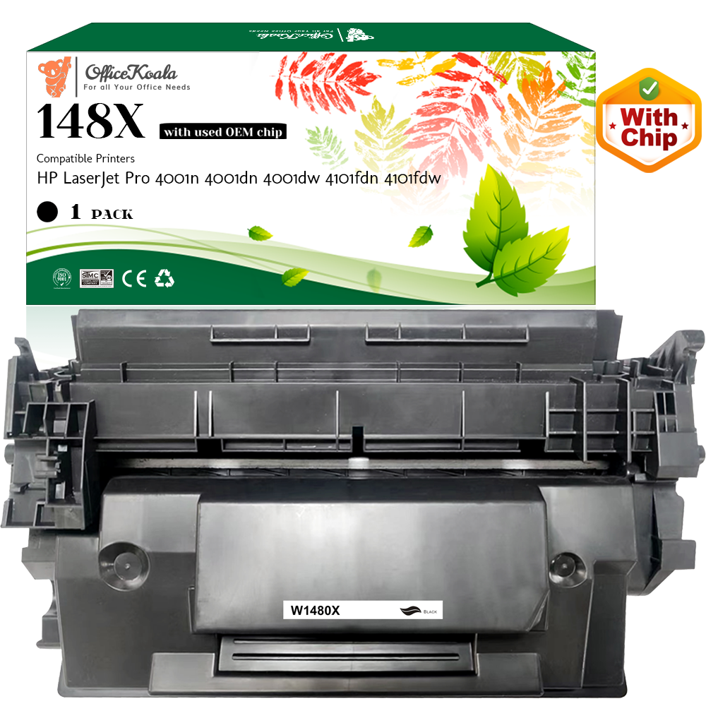 Office Koala 148X Black Toner Cartridges(with Econ Chip), Compatible with  HP LaserJet Pro 4001n/4001dn/4001dw/4101fdn/4101fdw, 9500 Pages Yield  (Replacement for OEM Part W1480X)