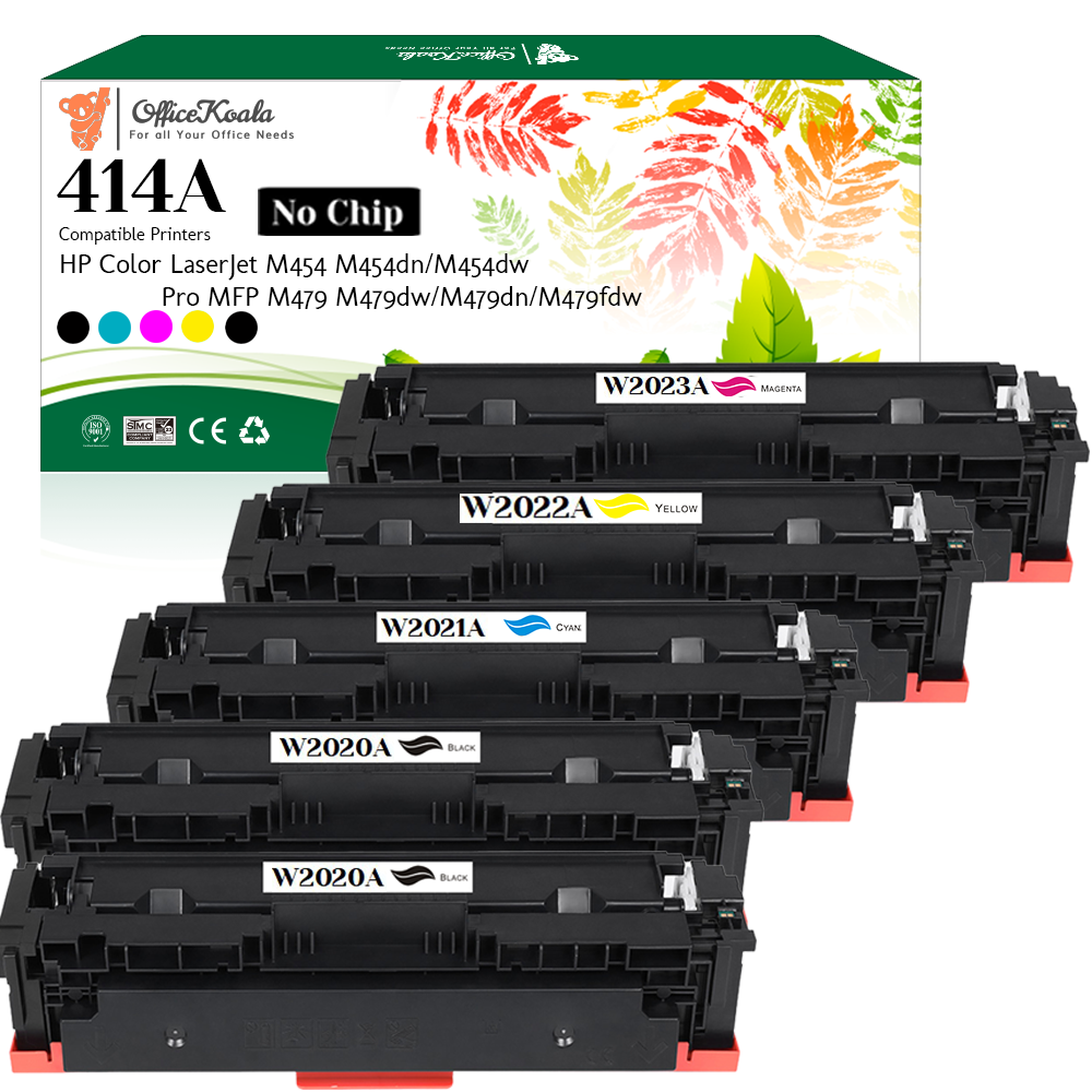 Office Koala 414A Toner Cartridges(No Chip), 2x Black & 1x Cyan/Magenta/Yellow, Compatible with  HP Color LaserJet M454 M454dn/M454dw Pro MFP M479/M479dw/M479dn/M479fdw (Replacement for OEM Part  W2020A W2021A W2022A W2023A)